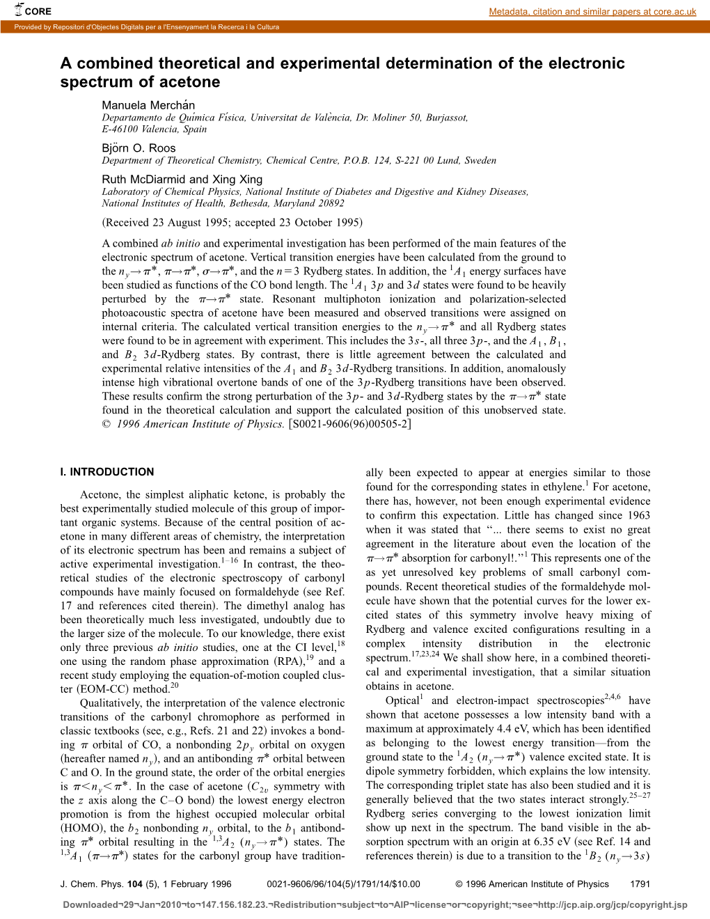 A Combined Theoretical and Experimental Determination of The