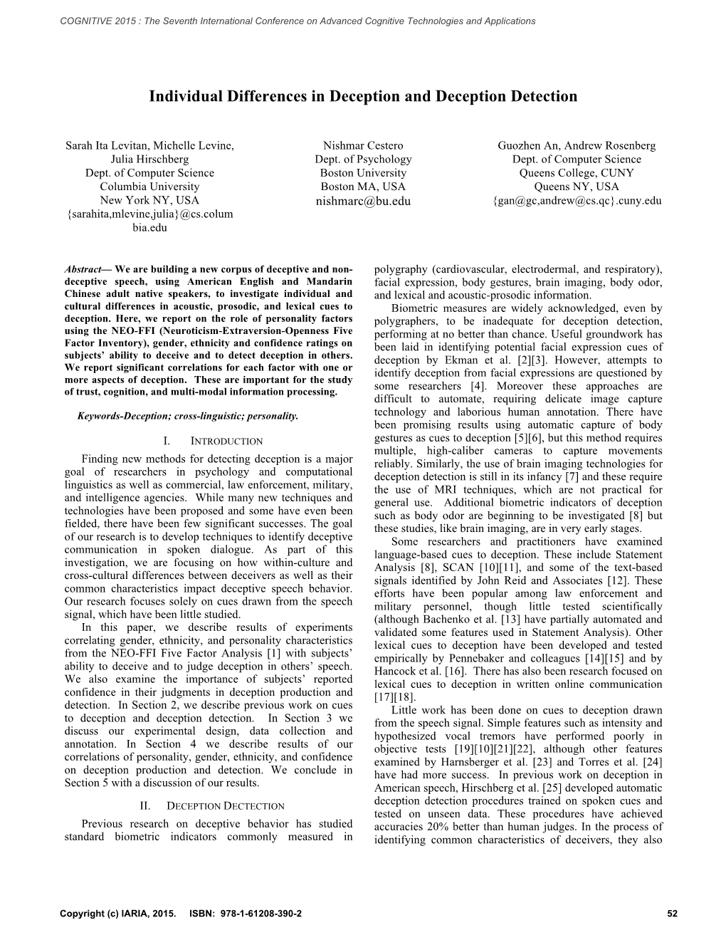 Individual Differences in Deception and Deception Detection