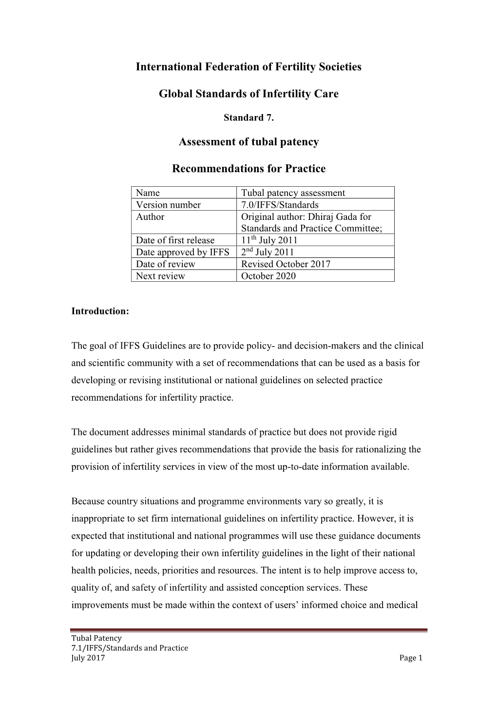 Assessment of Tubal Patency