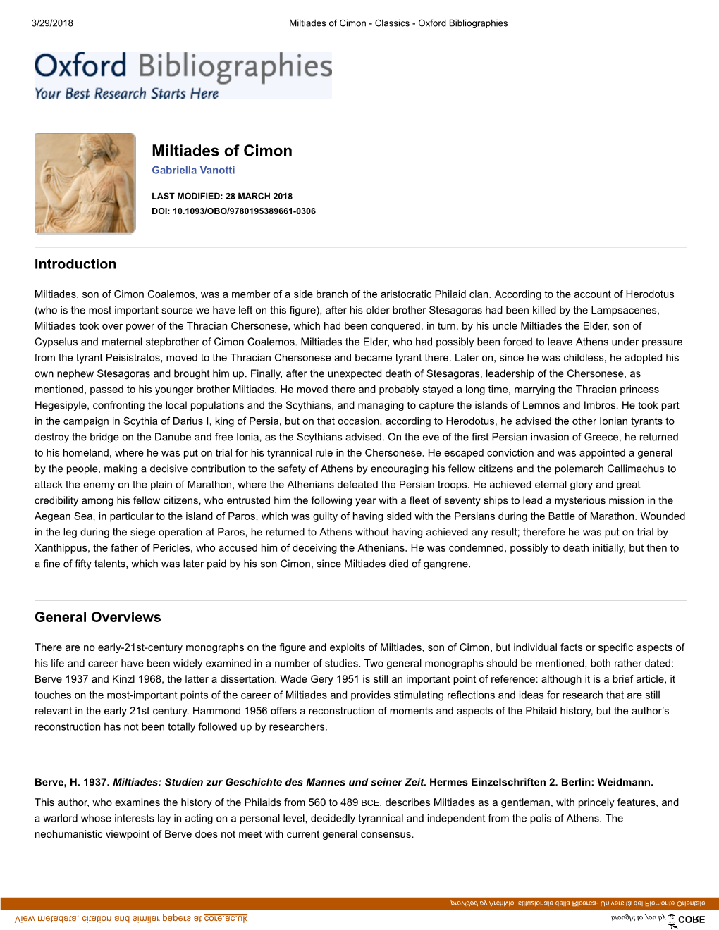 Miltiades of Cimon - Classics - Oxford Bibliographies