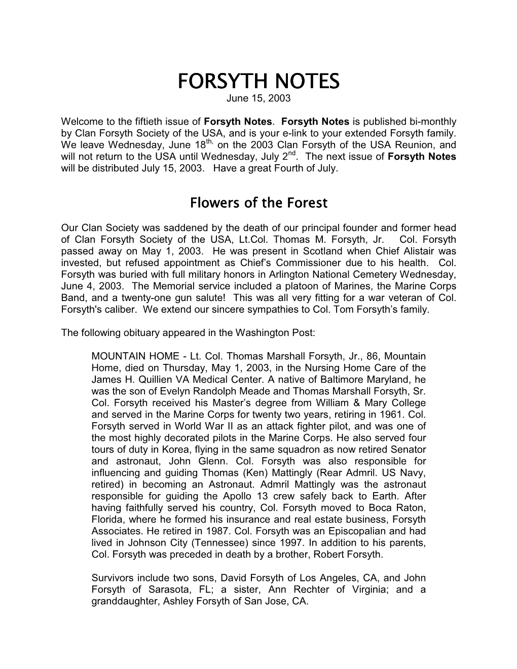 Forsyth Notes, Issue50