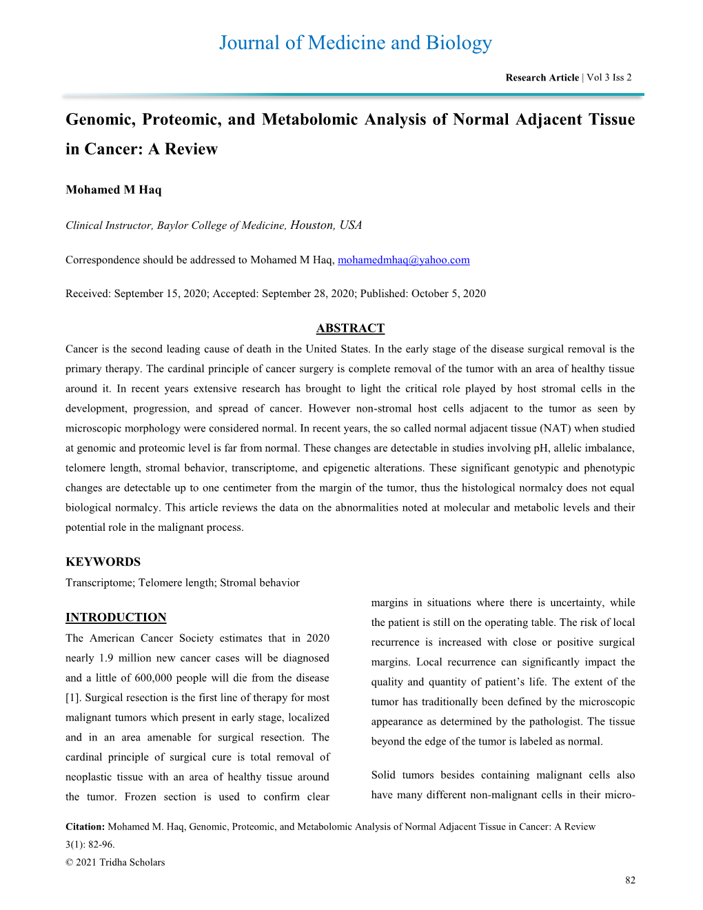 Genomic, Proteomic, and Metabolomic Analysis of Normal Adjacent Tissue in Cancer: a Review