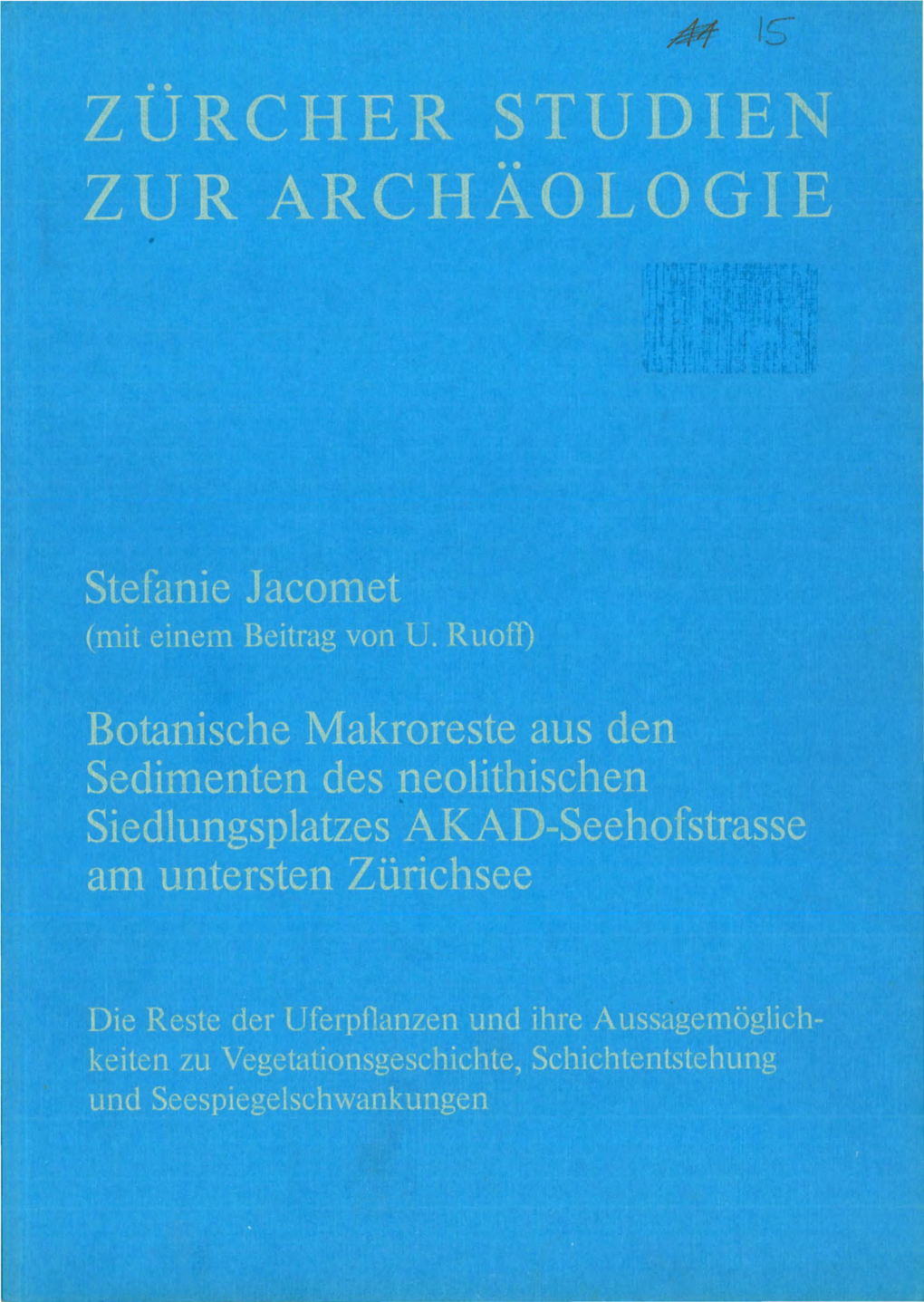 Zurcher Studien Zur Archãologie