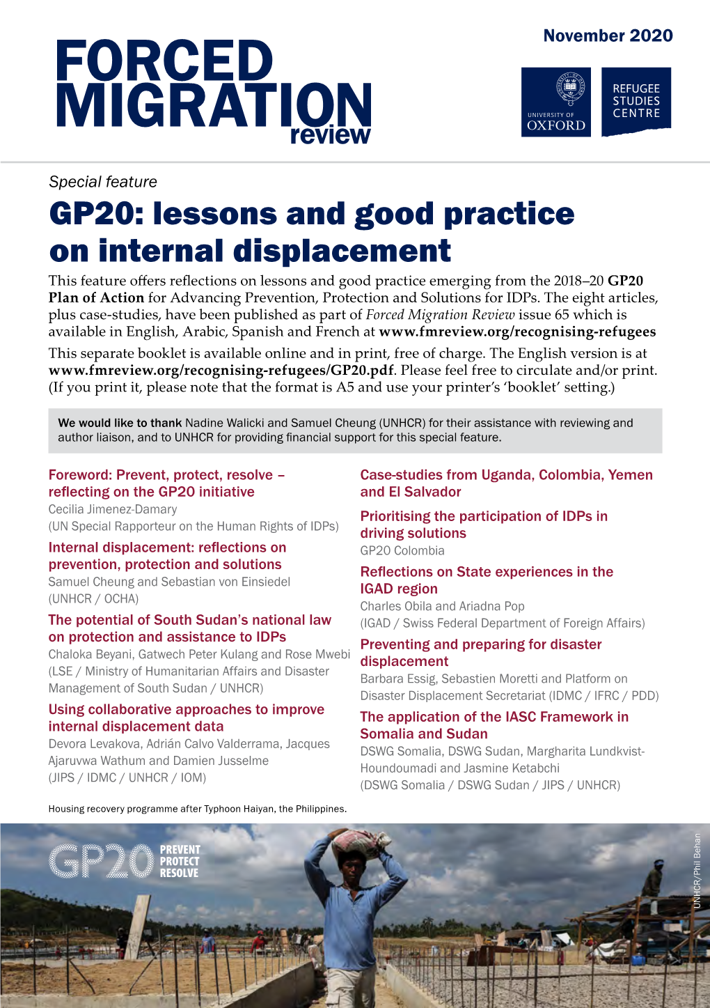 GP20: Lessons and Good Practice on Internal Displacement