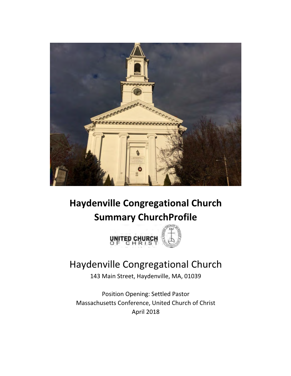 Haydenville Congregational Church Summary Churchprofile