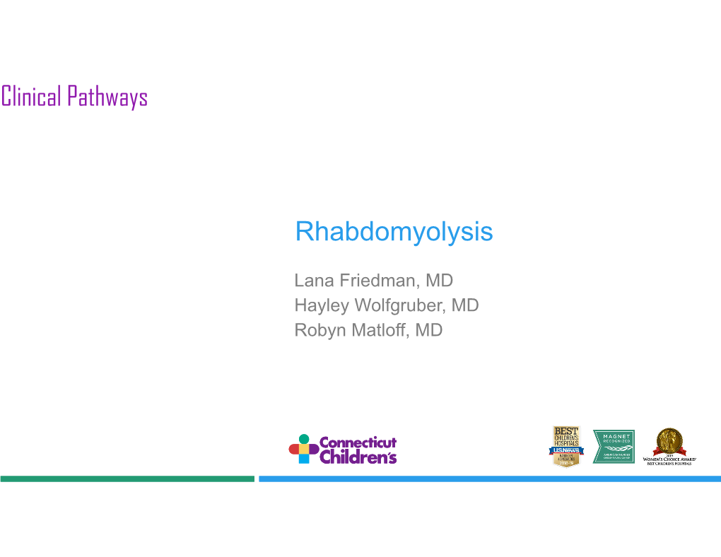 Clinical Pathways Rhabdomyolysis