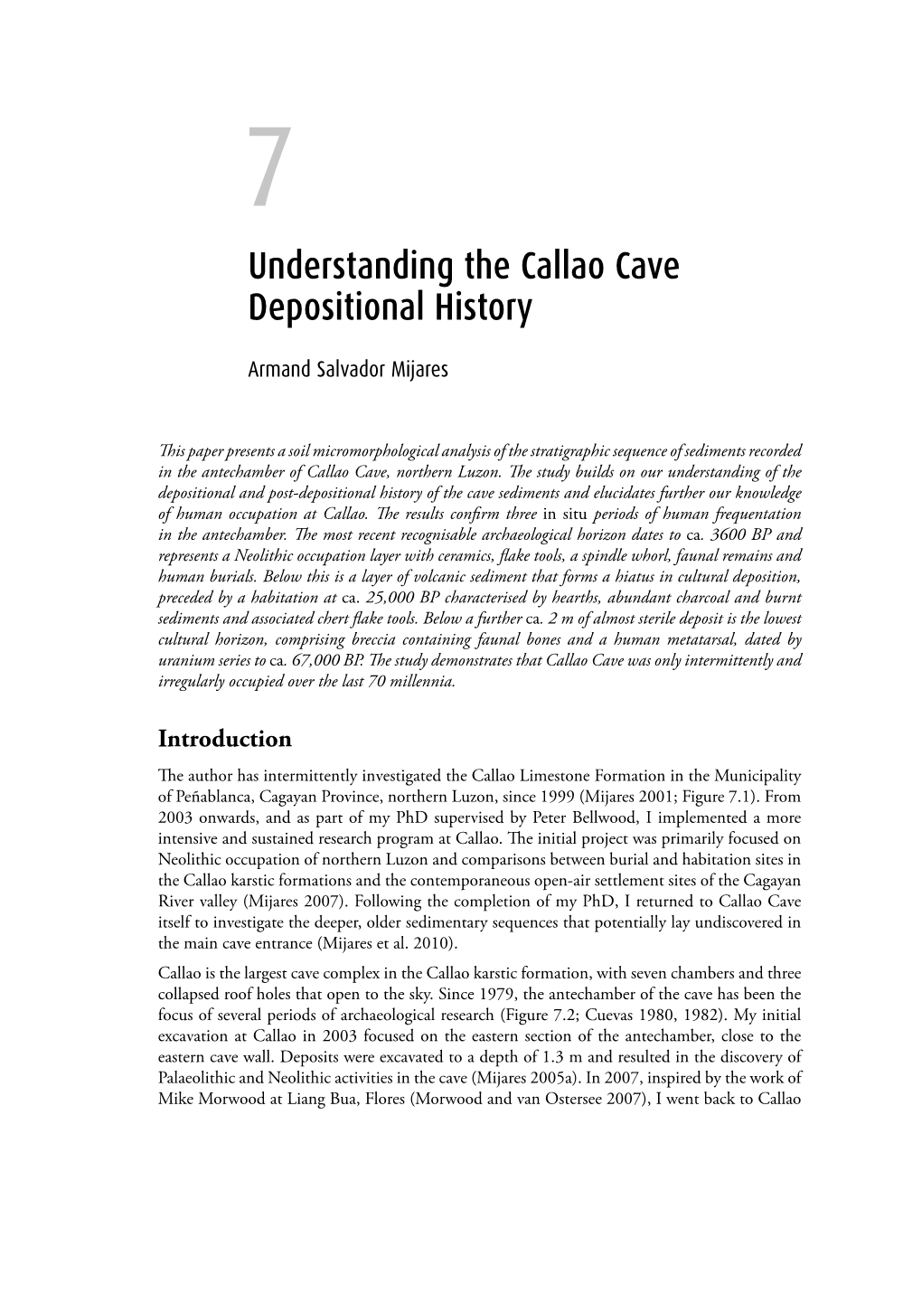 Understanding the Callao Cave Depositional History