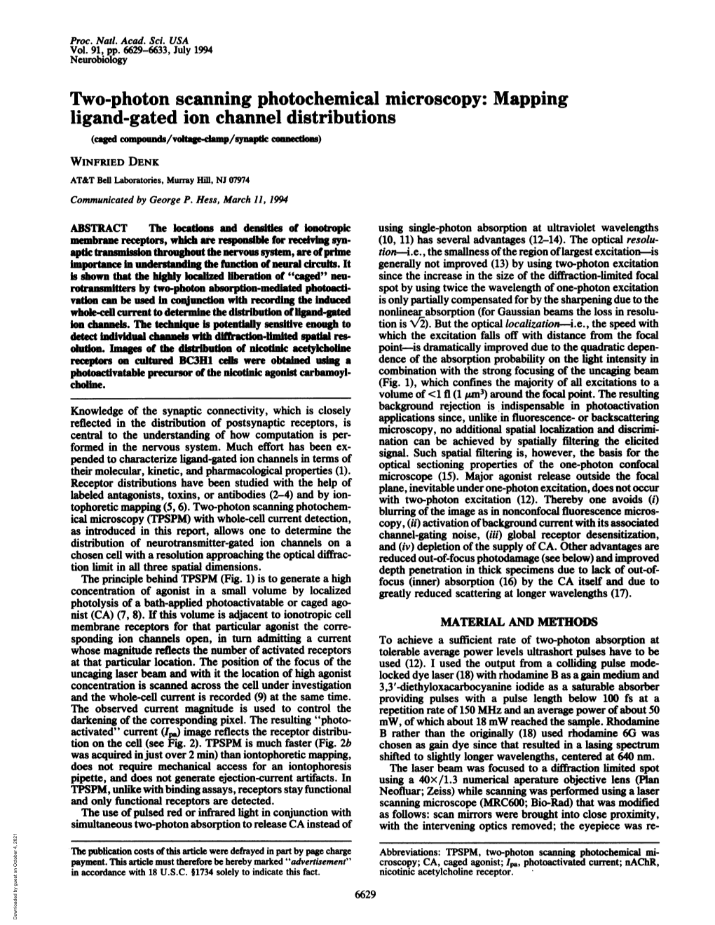 Mapping Ligand-Gated Ion Channel Distributions (Cagd Compouotadmp/Snt C S) WINFRIED DENK AT&T Bell Laboratories, Murray Hill, NJ 07974 Communicated by George P