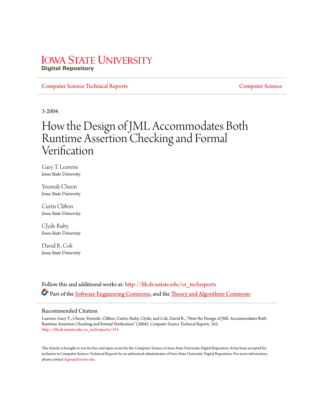 How the Design of JML Accommodates Both Runtime Assertion Checking and Formal Verification Gary T
