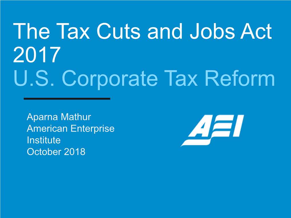 US Corporate Tax Reform