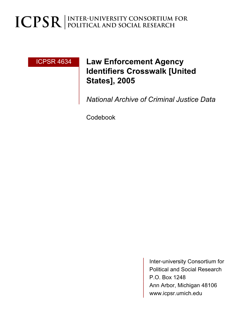 Law Enforcement Agency Identifiers Crosswalk [United States], 2005