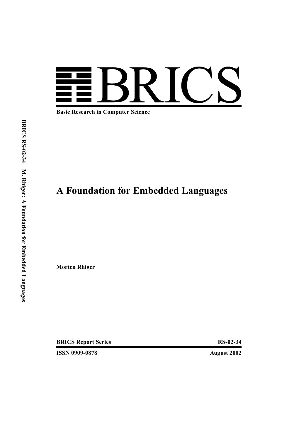 A Foundation for Embedded Languages Basic Research in Computer Science