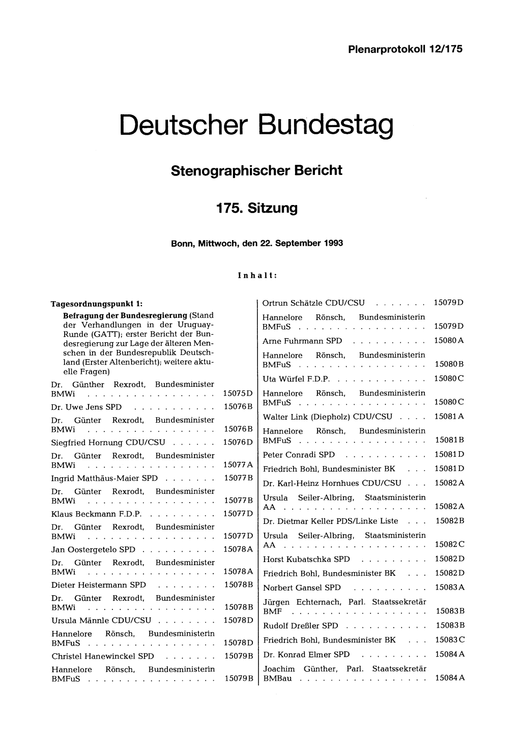 Dr. Günter Rexrodt, Bundesminister Walter Link (Diepholz) CDU/CSU