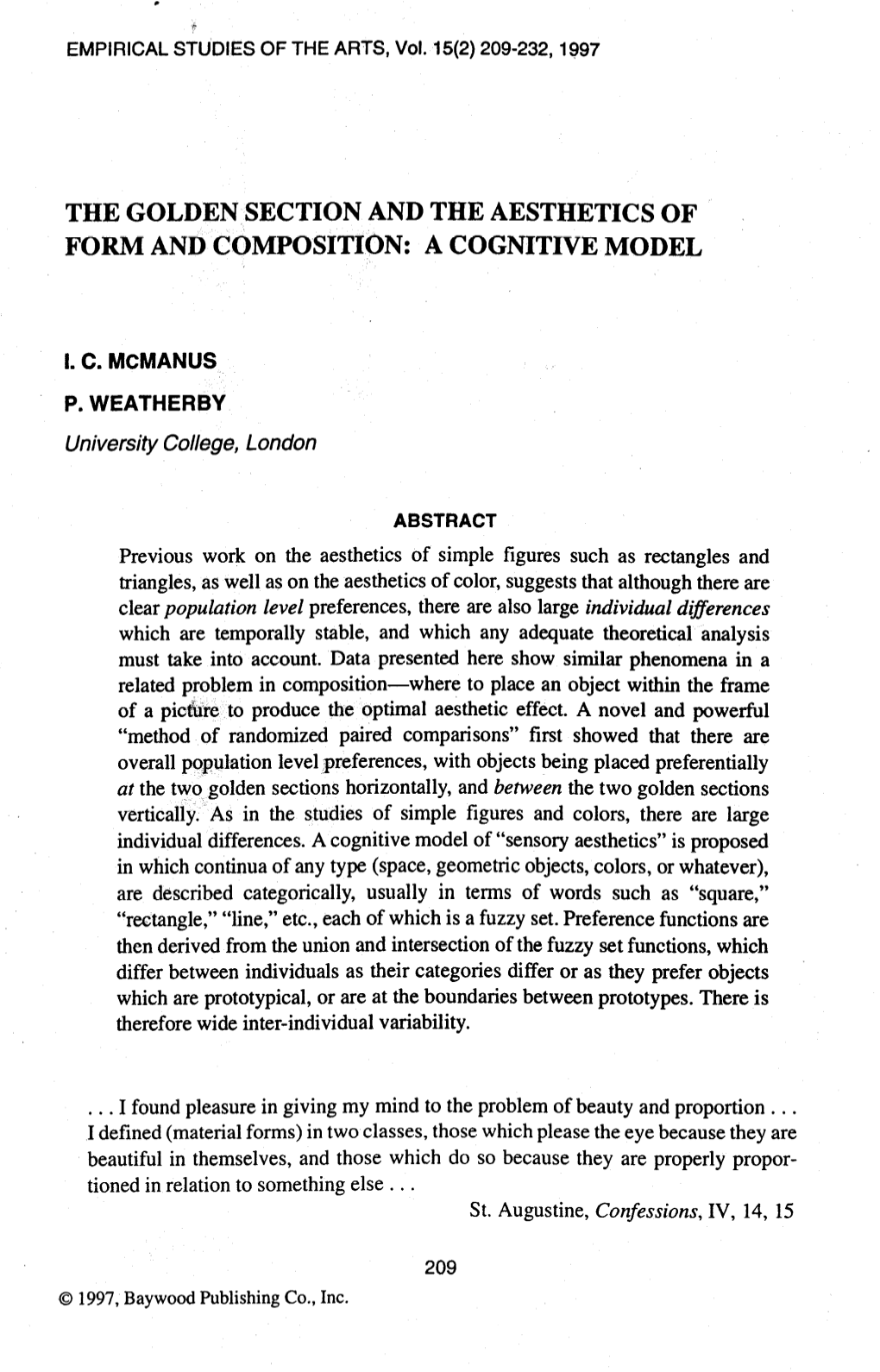 The Golden Section and the Aesthetics of Form and Composition: a Cognitive Model