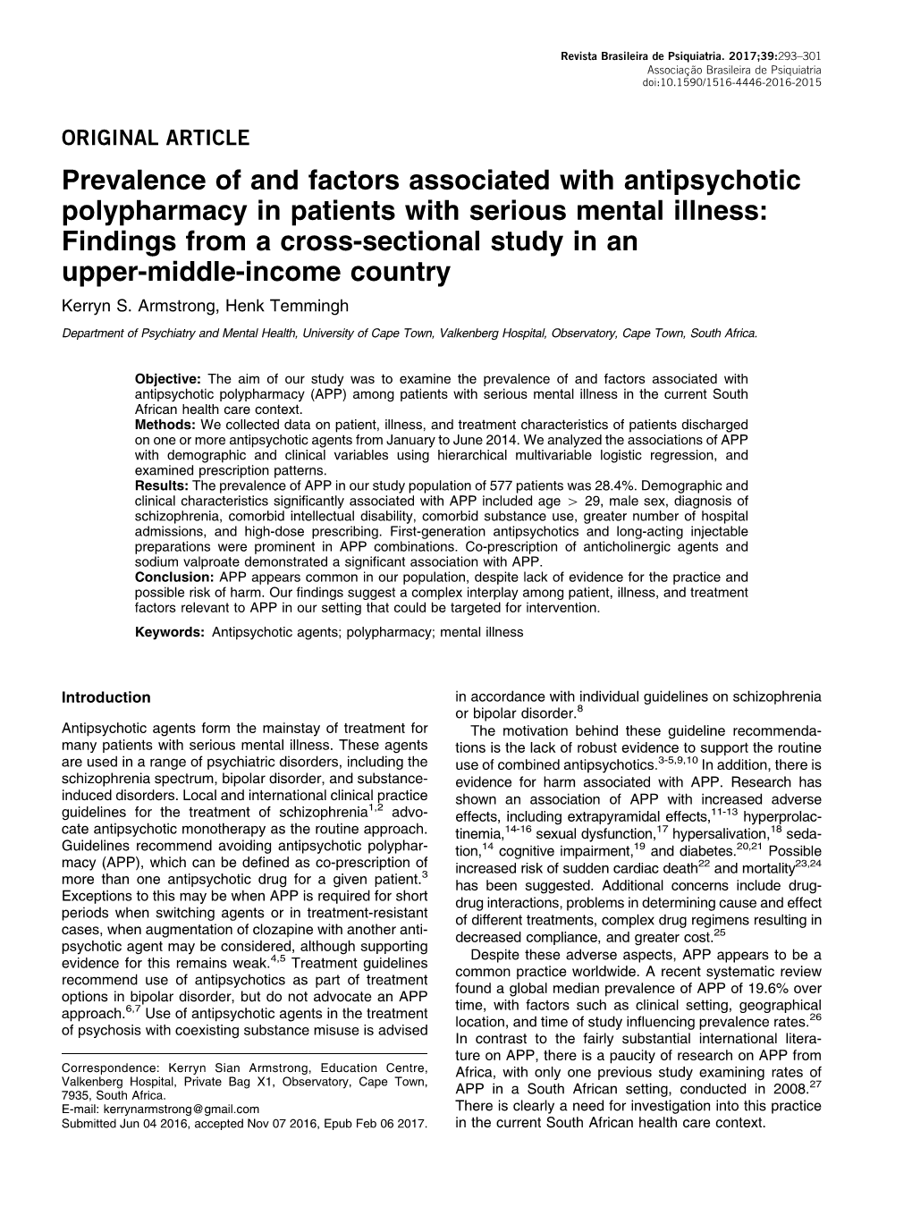 Prevalence of and Factors Associated with Antipsychotic