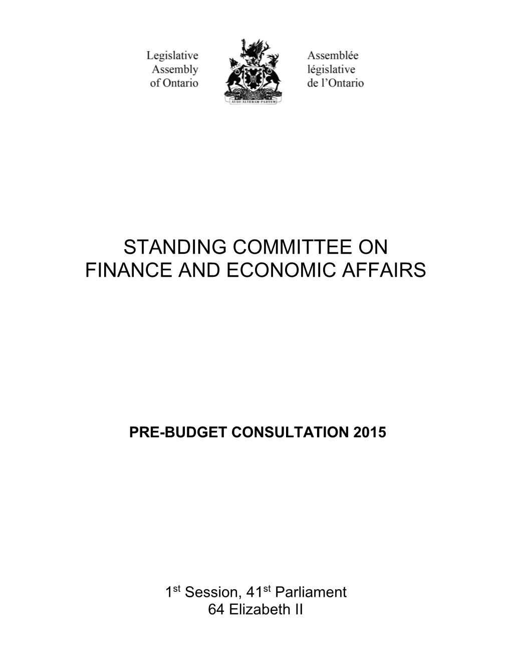 Standing Committee on Finance and Economic Affairs