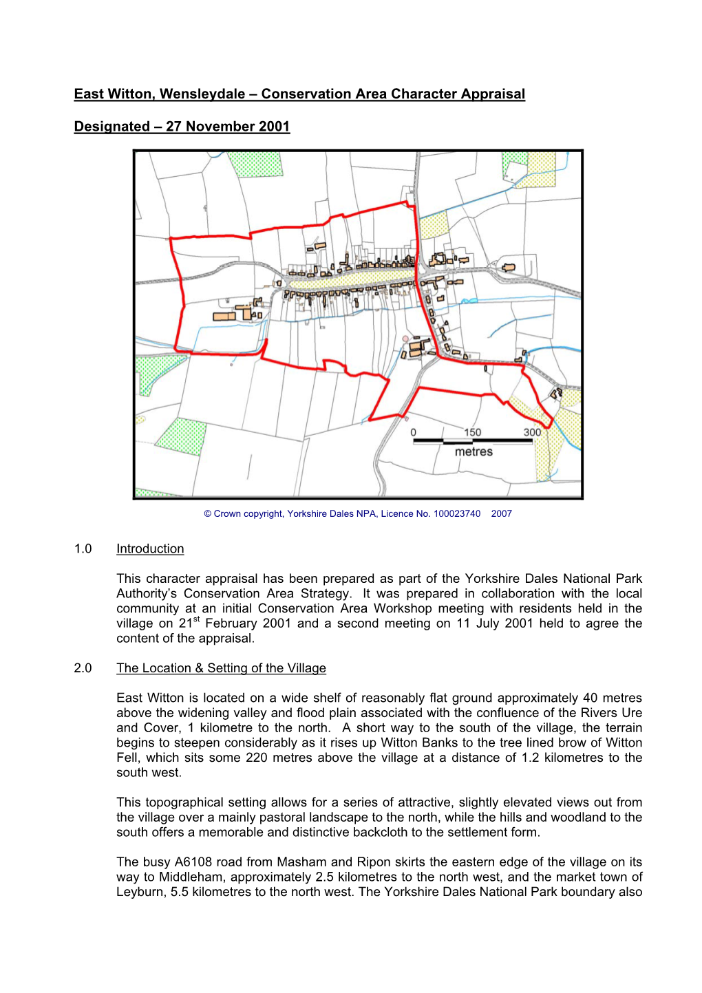 East Witton, Wensleydale – Conservation Area Character Appraisal