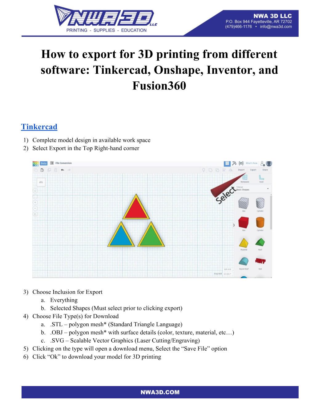 Exporting Models for 3D Printing