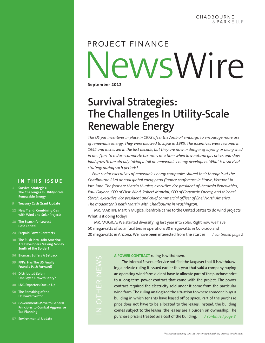 Survival Strategies: the Challenges in Utility-Scale Renewable Energy