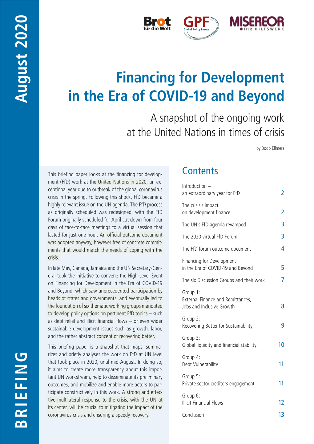 Financing for Development in the Era of COVID-19 and Beyond