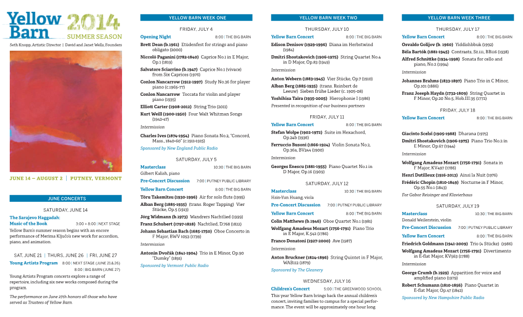 Peruse the 2014 Summer Concert Programs