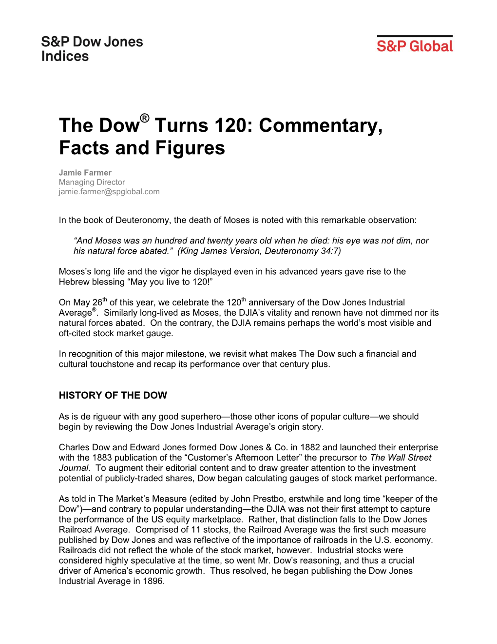 The Dow Turns 120: Commentary, Facts and Figures