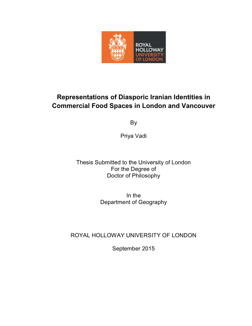 Representations of Diasporic Iranian Identities in Commercial Food Spaces in London and Vancouver