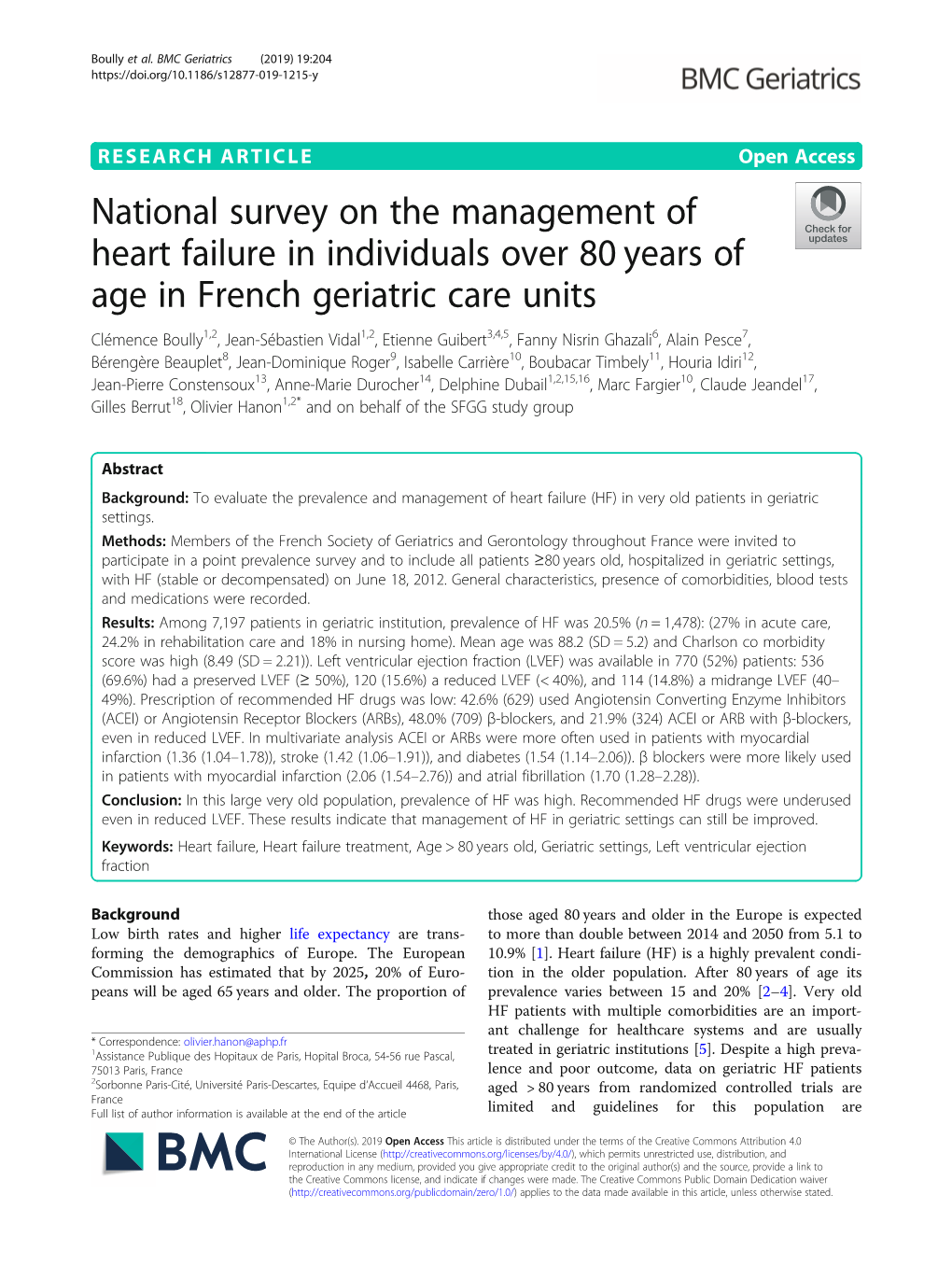 National Survey on the Management of Heart Failure in Individuals Over