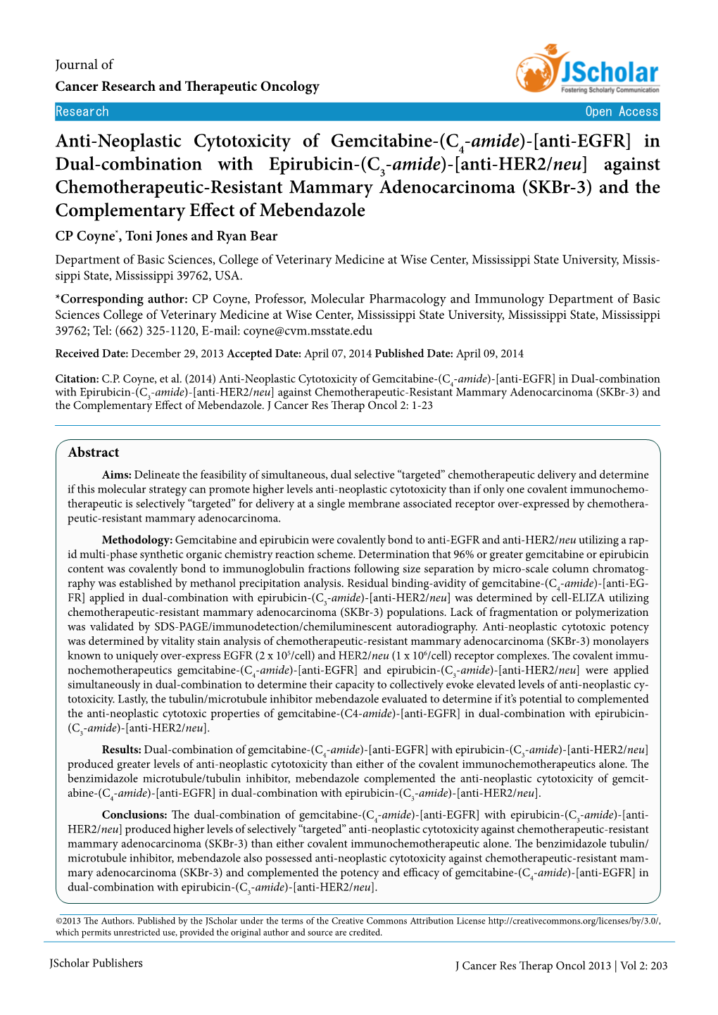 Anti-Neoplastic Cytotoxicity of Gemcitabine-(C -Amide)-[Anti-EGFR]