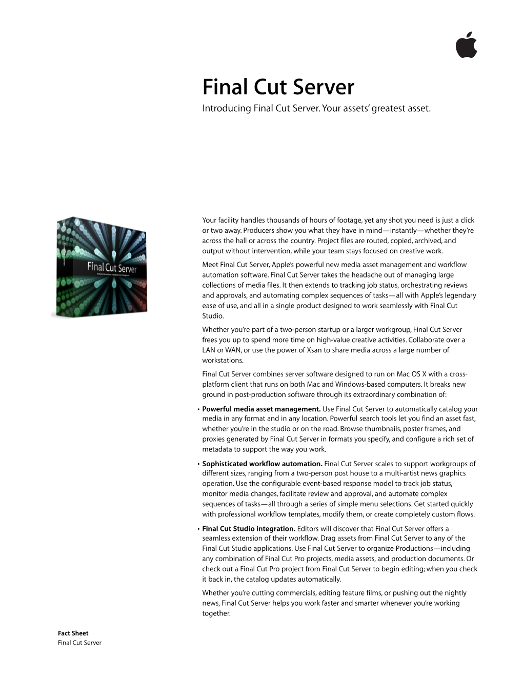 L342468B Final Cut Server Fact Sheet