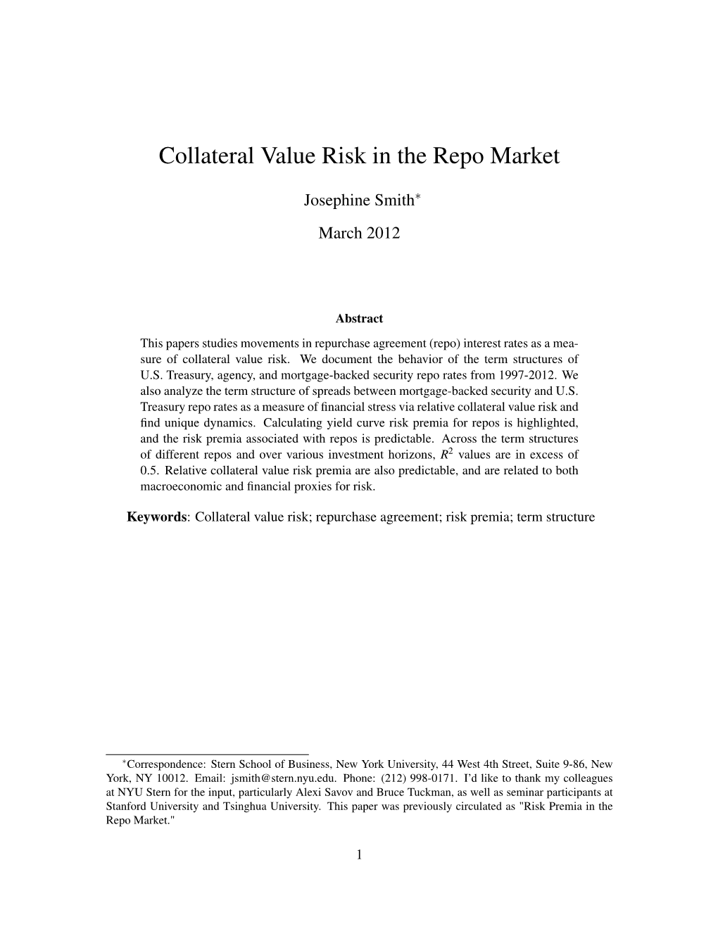 Collateral Value Risk in the Repo Market