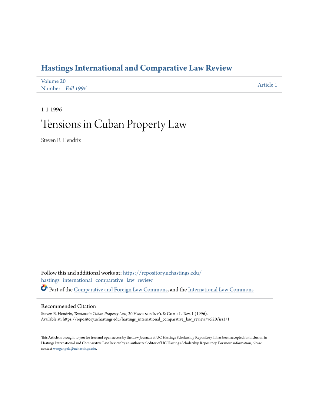 Tensions in Cuban Property Law Steven E