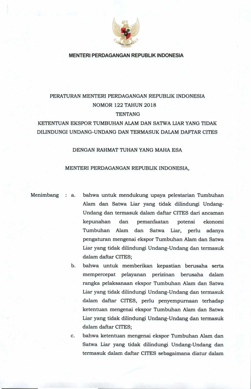 Menteri Perdagangan Republik Indonesia