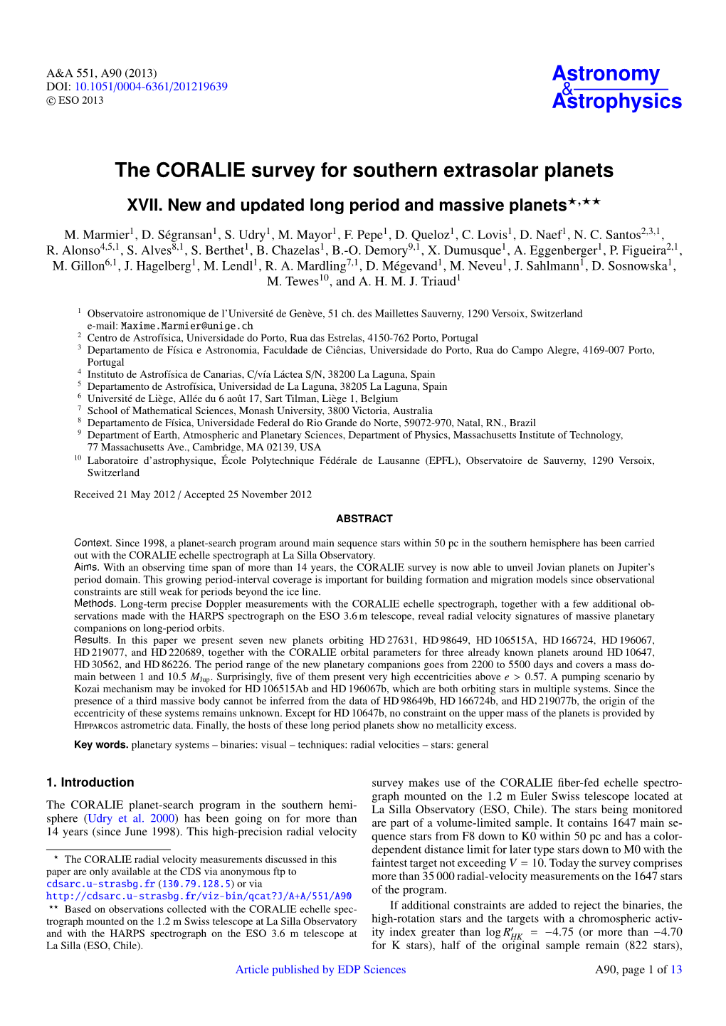 The CORALIE Survey for Southern Extrasolar Planets XVII