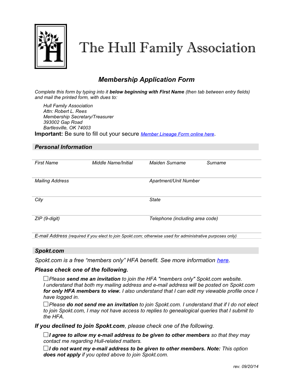 Membership Application Form