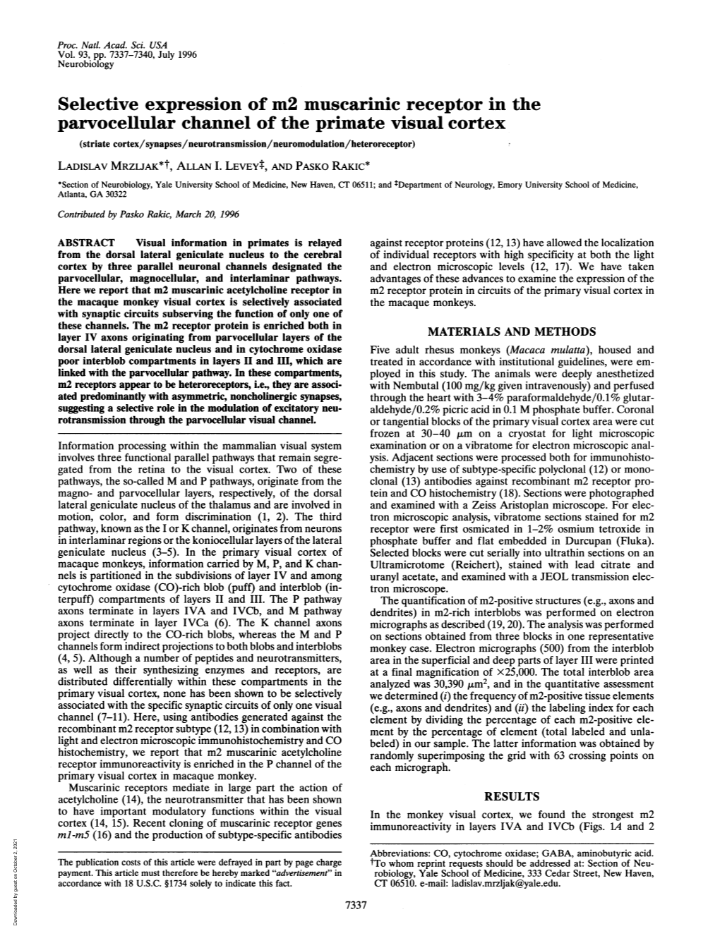 Selective Expression of M2 Muscarinic Receptor In