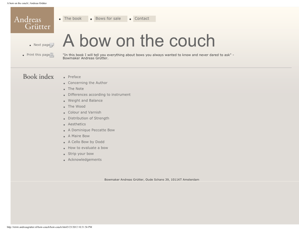 A Bow on the Couch | Andreas Grütter