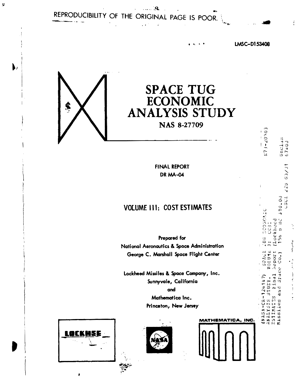 Space Tug Economic Analysis Study Nas 8-27709