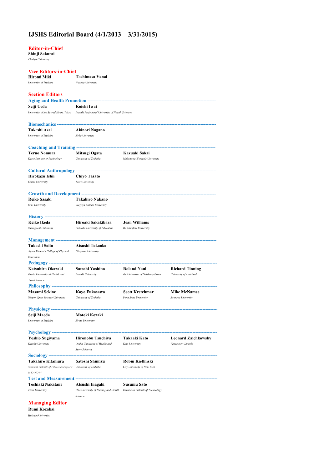 IJSHS Editorial Board (4/1/2013 –3/31/2015)