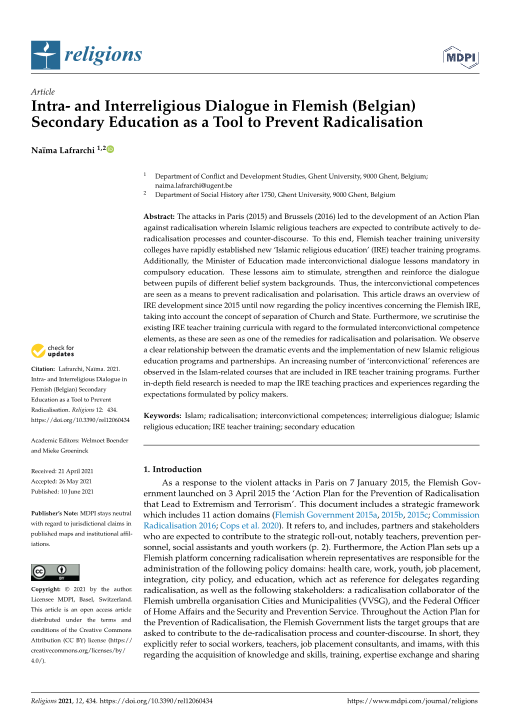 (Belgian) Secondary Education As a Tool to Prevent Radicalisation