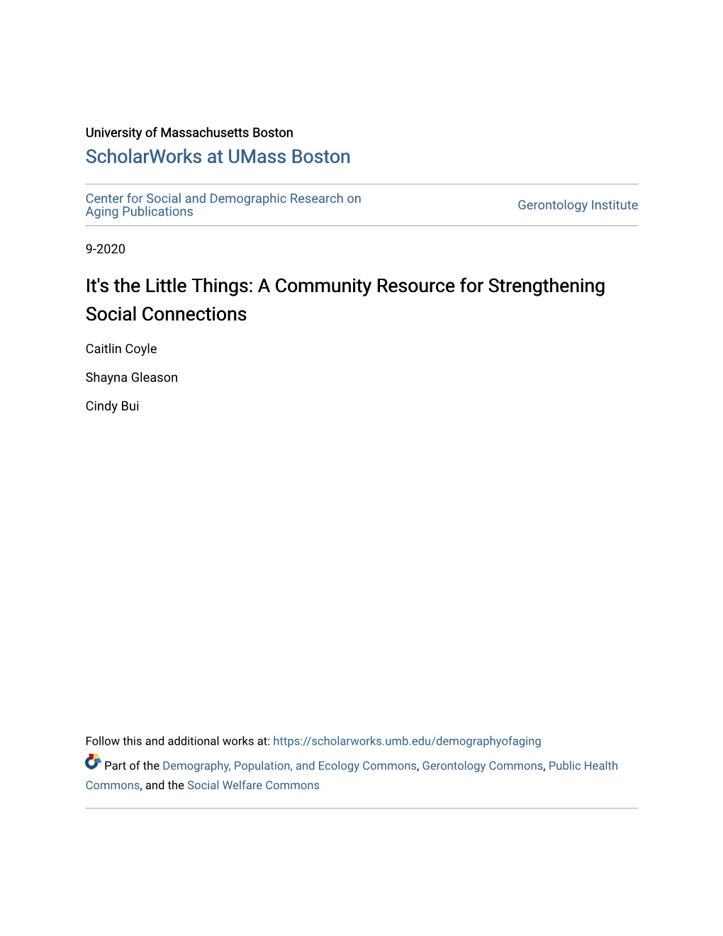It's the Little Things: a Community Resource for Strengthening Social Connections