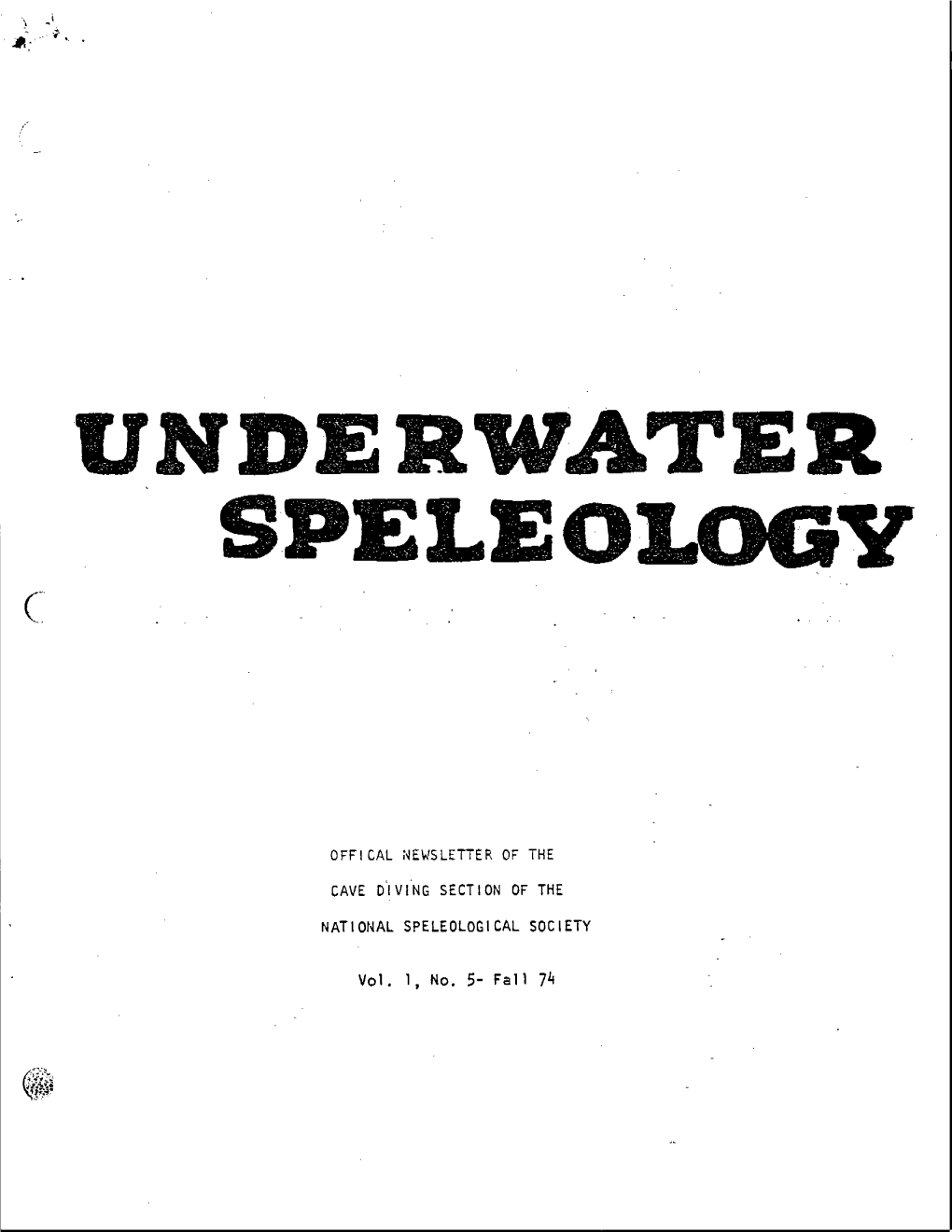 UNDERWATER Speleoldgy