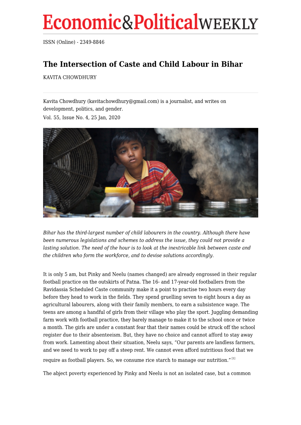 The Intersection of Caste and Child Labour in Bihar