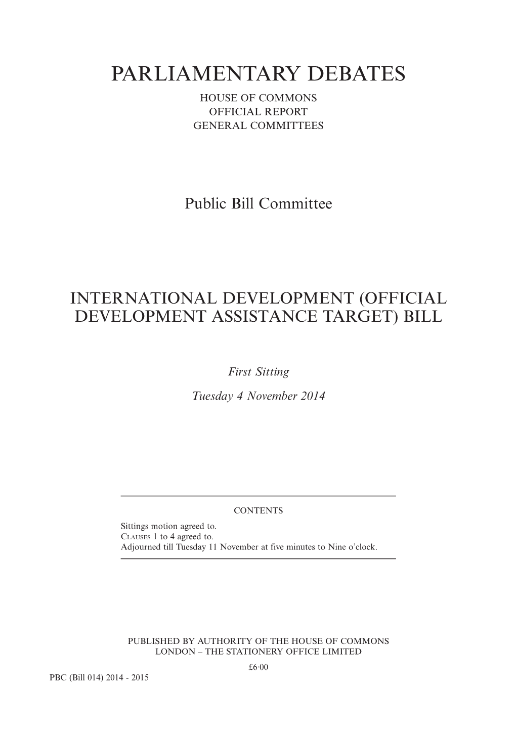 Parliamentary Debates House of Commons Official Report General Committees