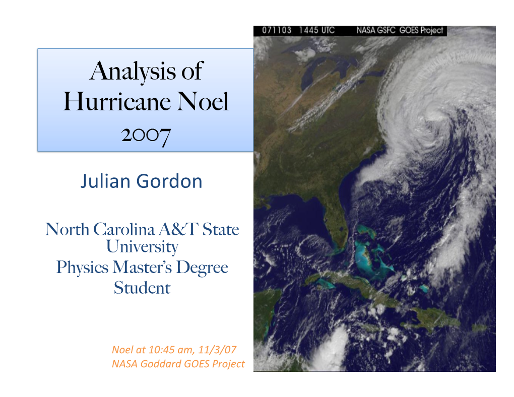 Analysis of Hurricane Noel 2007