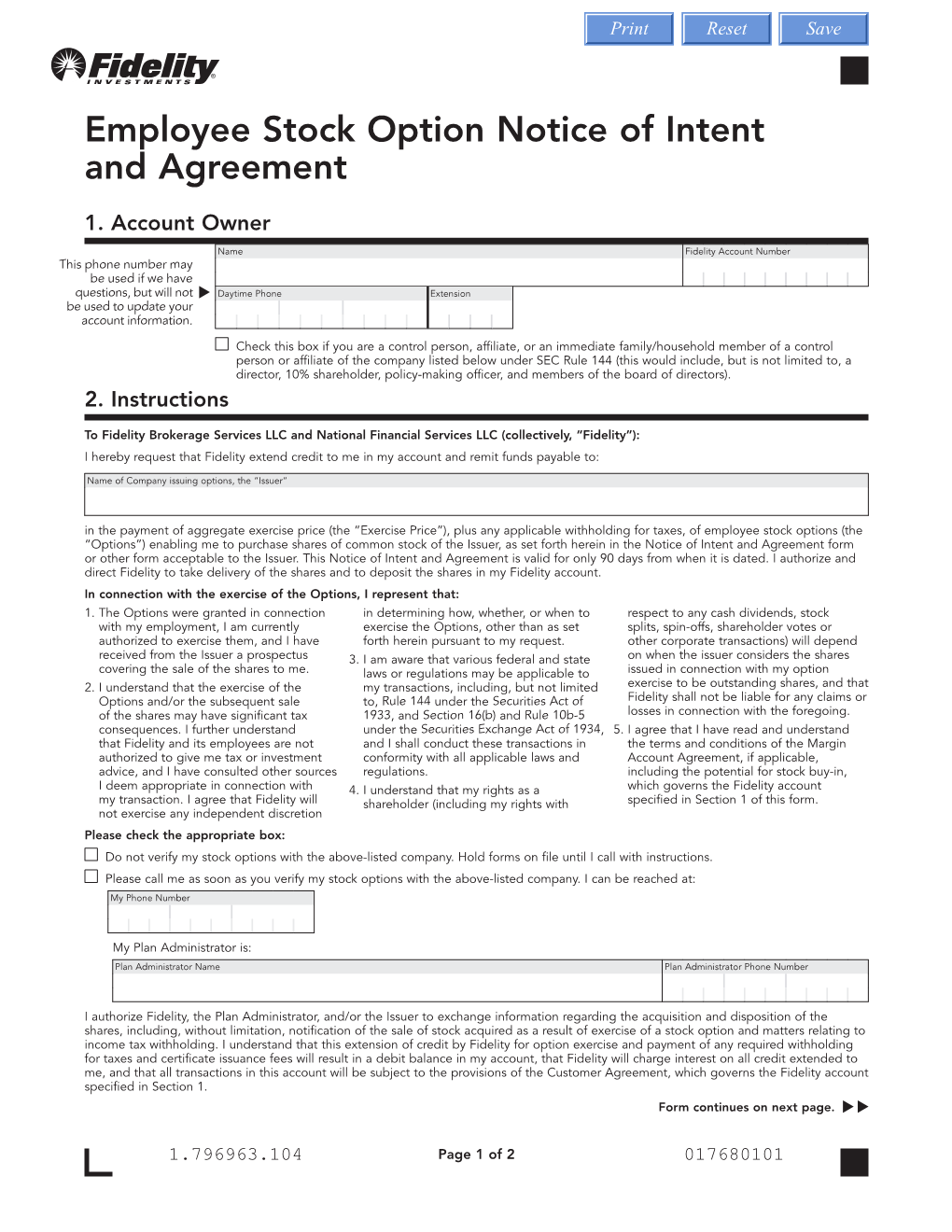 Employee Stock Option Notice of Intent and Agreement (PDF)