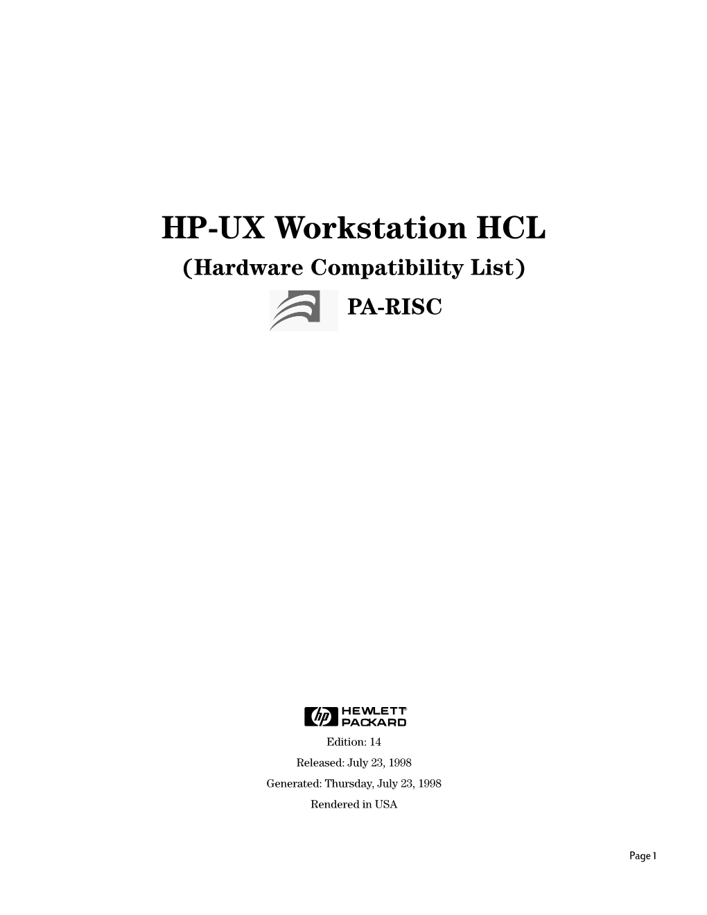 HP-UX Workstation HCL (Hardware Compatibility List) PA-RISC