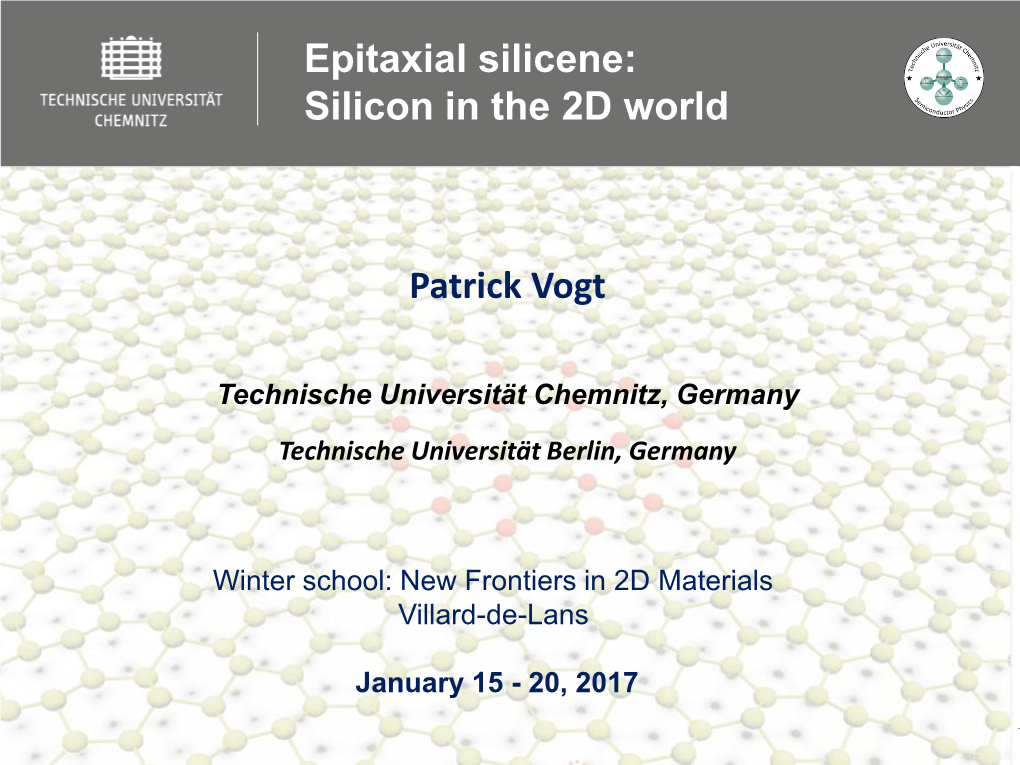 Patrick Vogt Epitaxial Silicene: Silicon in the 2D World