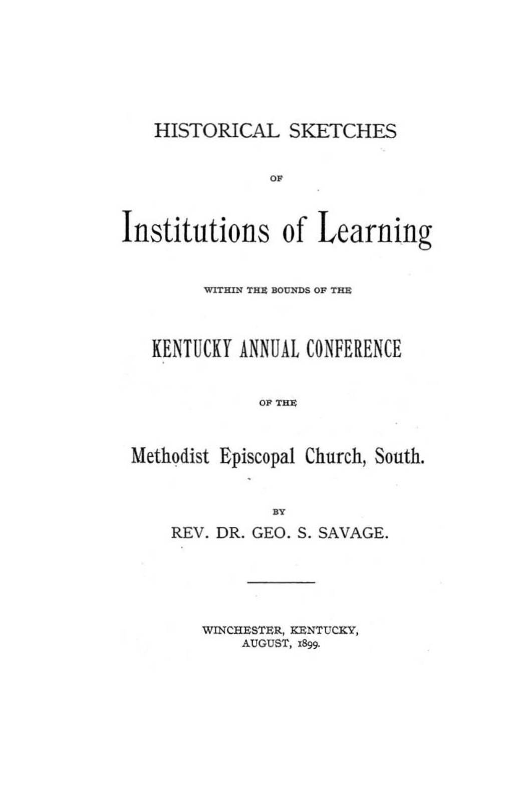 Institutions of Learning