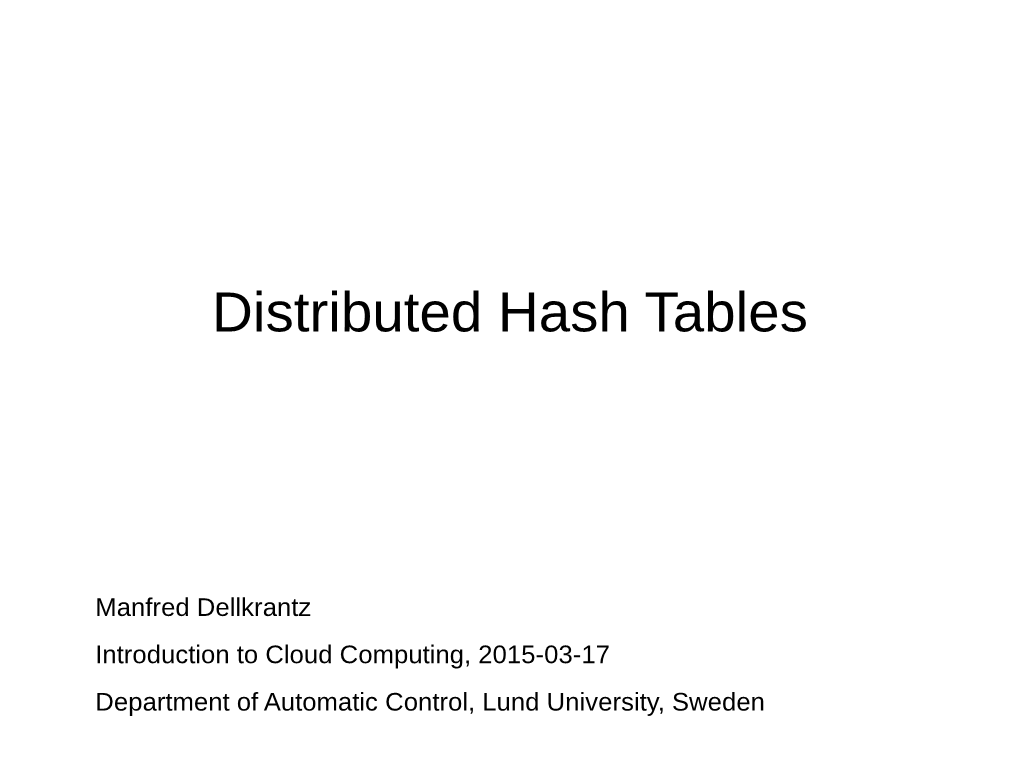 Distributed Hash Tables